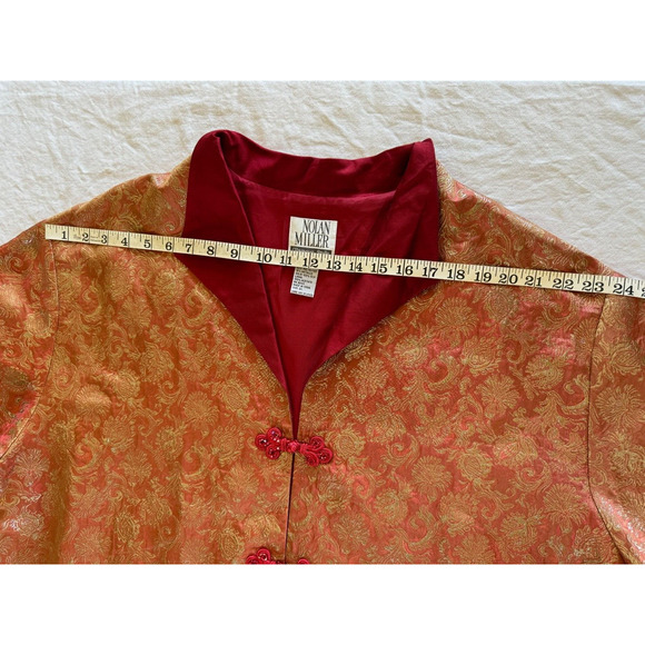 Vtg Nolan Miller Kimono Silk Metallic Orange Tapestry Jacket 2X - Picture 9 of 10